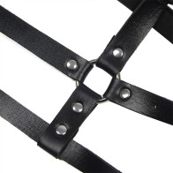 Sublime Black Ringed Leather Chest Harness One Size - Ultimate Sensuality