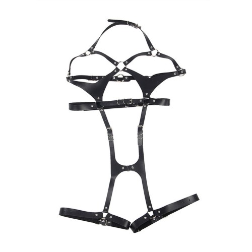 Subblime Full Body Harness with Buckles in Black Leather