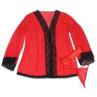 Subblime Transparent Robe Lace Detail Red L/XL Buy Online