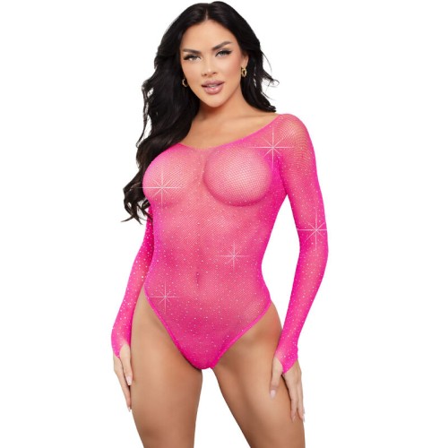 Leg Avenue Body Manga Larga Cristalizada Fucsia