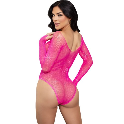 Leg Avenue Body Manga Larga Cristalizada Fucsia