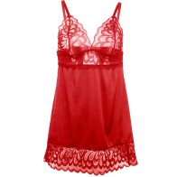 Subblime Babydoll Satinado Con Encaje Rojo L/XL