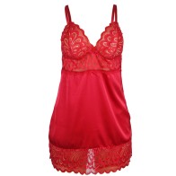 Subblime Babydoll Satinado Con Encaje Rojo L/XL