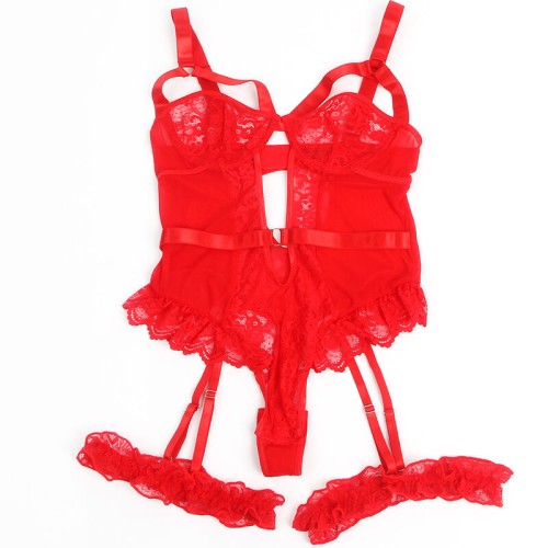 Red Lace Garter Teddy - Perfect for Seduction