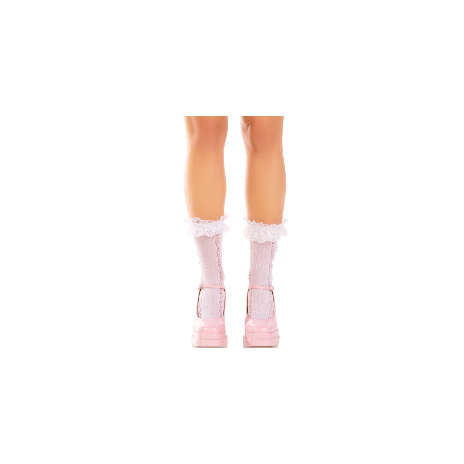 Leg Avenue - Medias Tobilleras Con Volantes Blanco