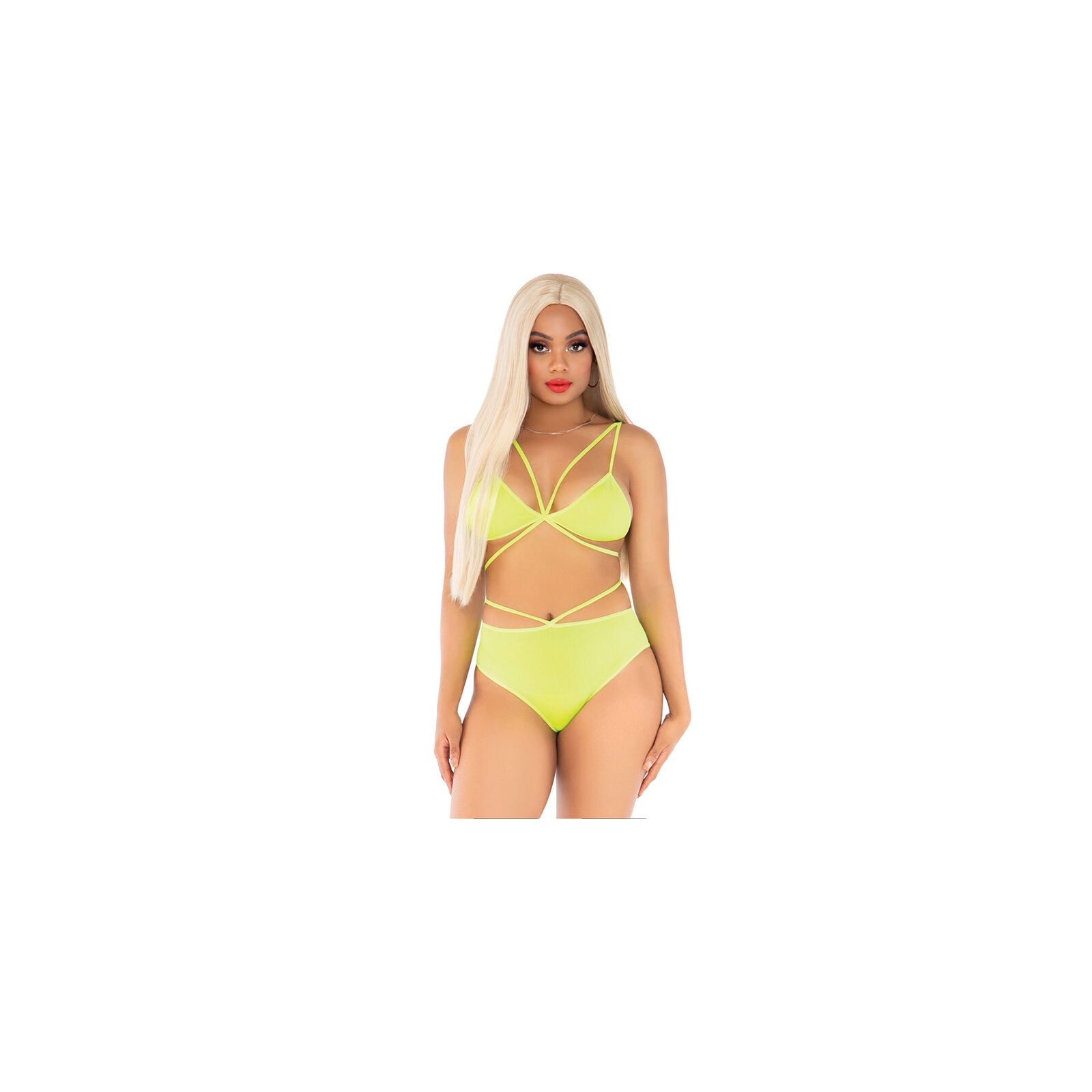 Leg Avenue Yellow Strap Top Brief Set