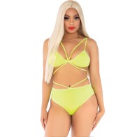 Leg Avenue Yellow Strap Top Brief Set