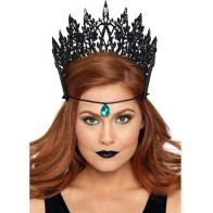 Black Glitter Crown with Blue Gem - Leg Avenue