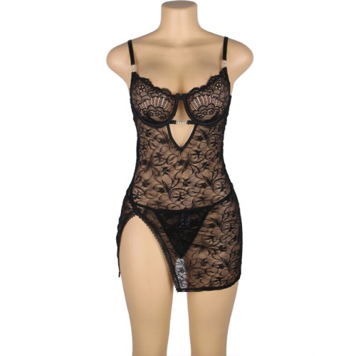 Sublime Lace Babydoll Adjustable Straps in Black S/M