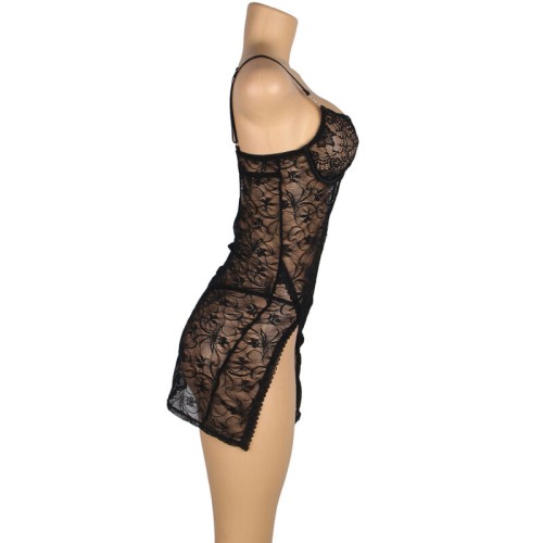 Sublime Lace Babydoll Adjustable Straps in Black S/M