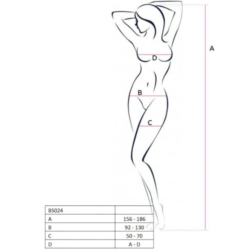 Passion - BS024 Bodystocking Blanco Talla Única