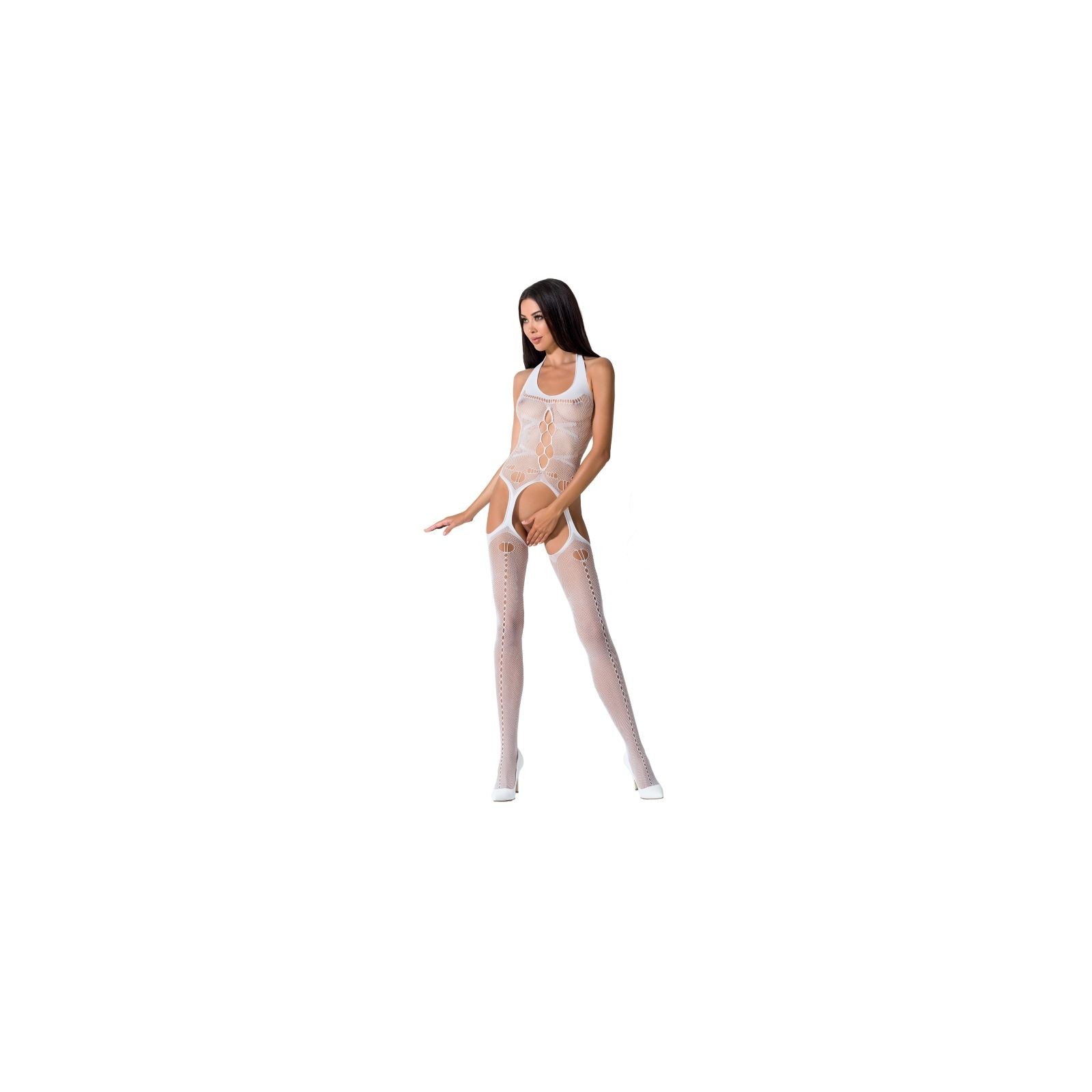 Passion - Woman Bs059 Bodystocking Blanco Talla Unica