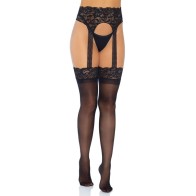 Leg Avenue Medias Opacas con Liguero - Toque Seductor Perfecto