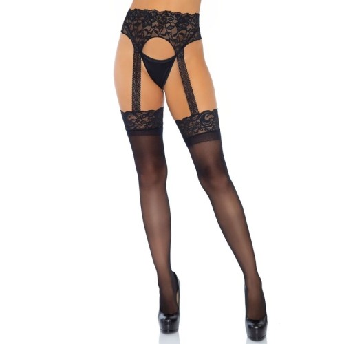 Leg Avenue Medias Opacas con Liguero - Toque Seductor Perfecto