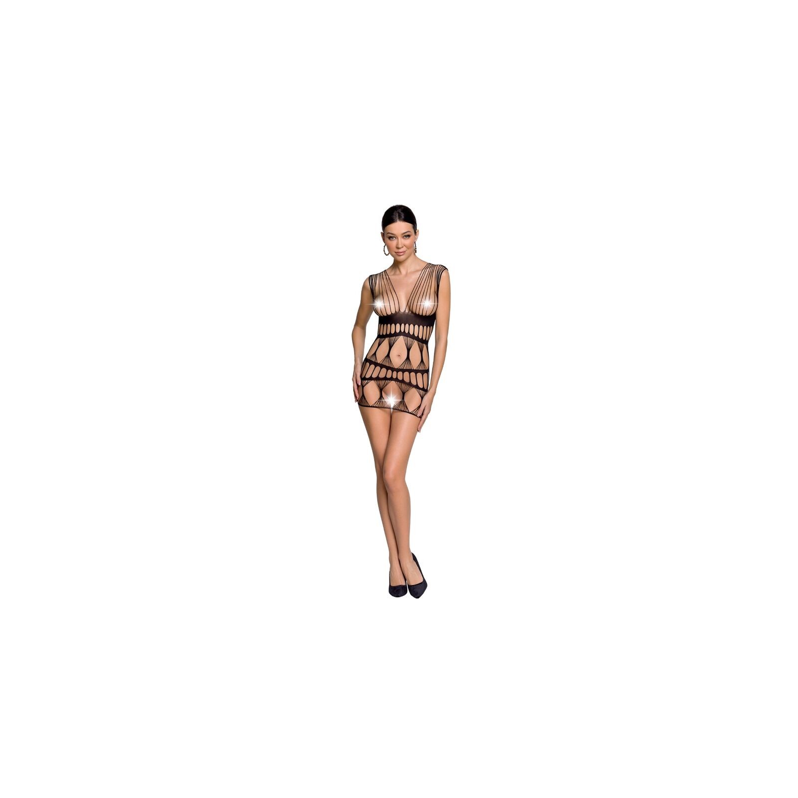 Passion BS089 Bodystocking para Mujer en Negro