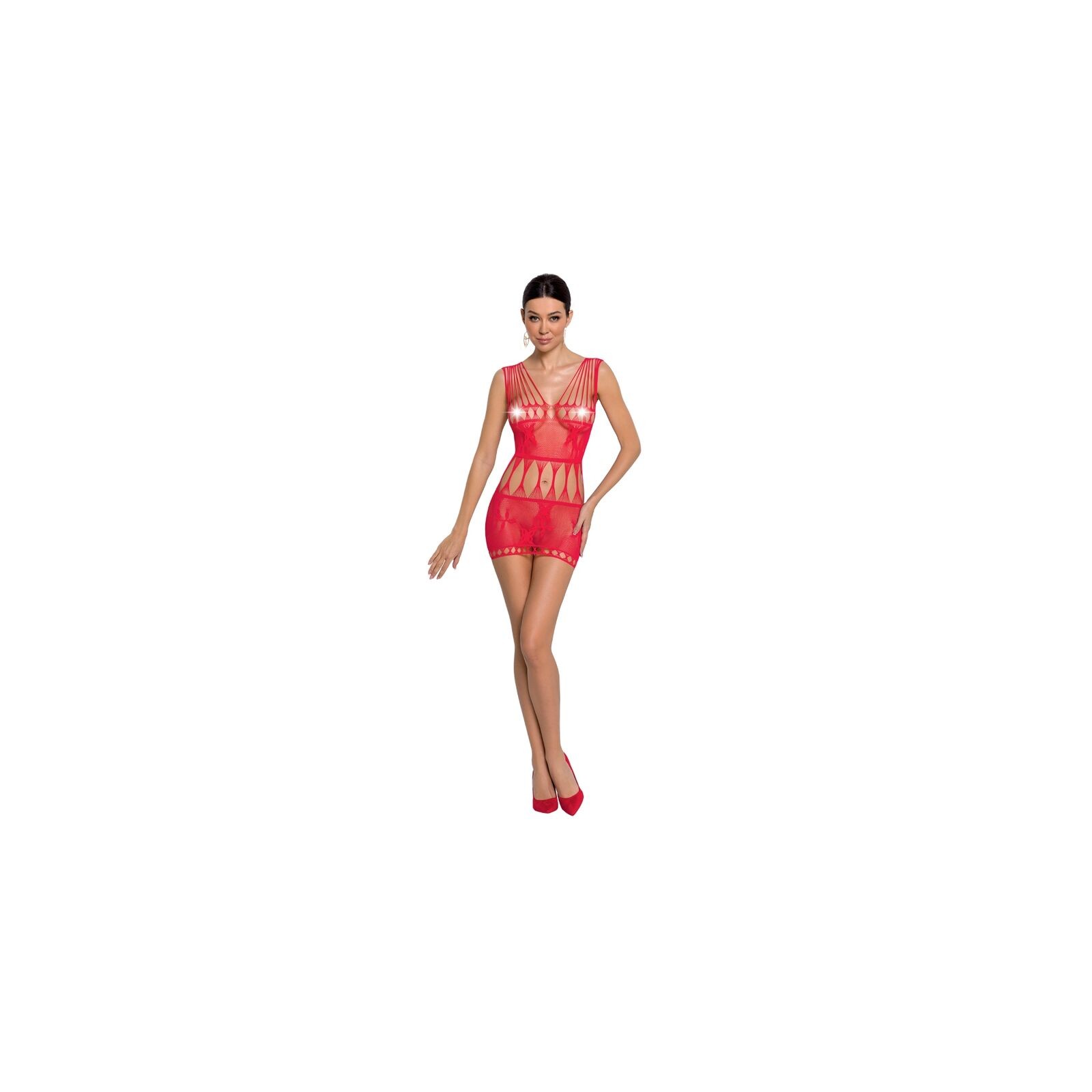 Passion Bodystocking Rojo Mujer BS090 Talla Única