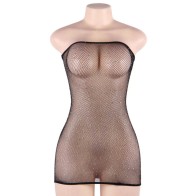 Vestido Cuerpo De Red Con Brillantes - Elegancia Seductora