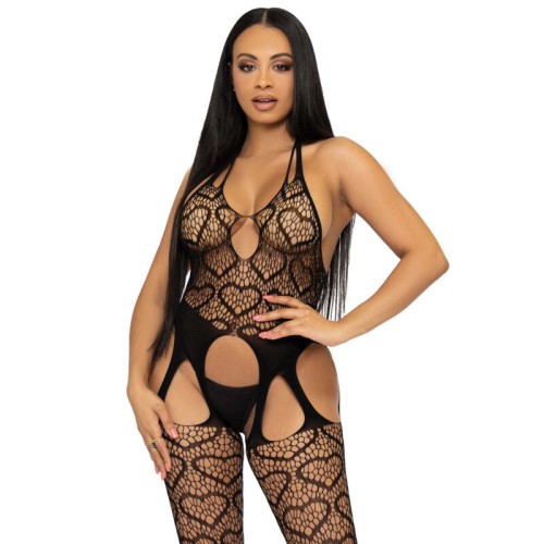 Bodystocking de Red Sin Costuras con Corazones Leg Avenue