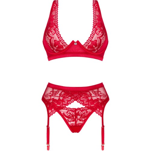 Obsessive Lacelove Red Three Piece Set XS/S