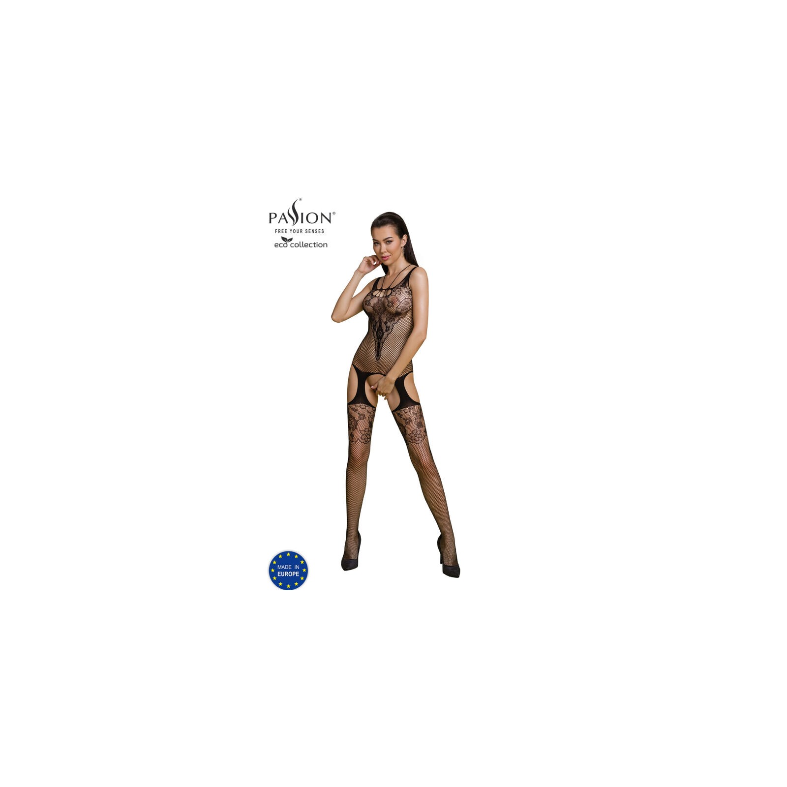 Passion Eco Collection Bodystocking BS011 Black - Sustainable Seduction