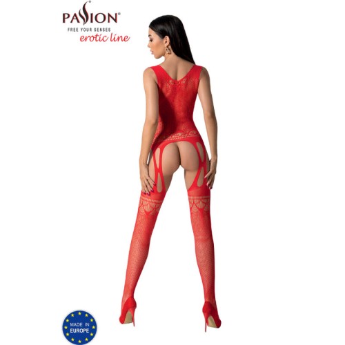 Passion - Bs099 Bodystocking Rojo Talla Única