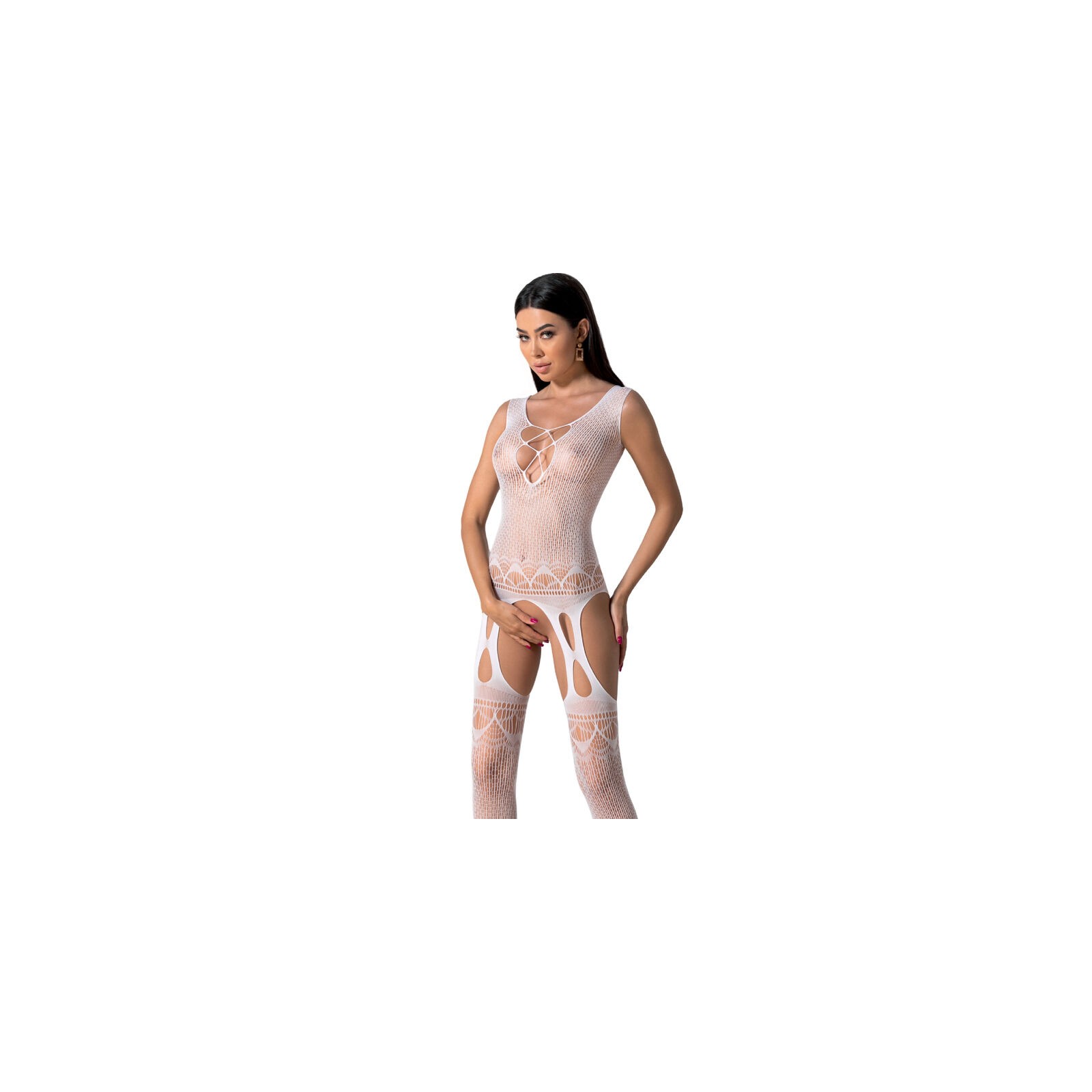 Passion - Bodystocking Bs099 Blanco Talla Única