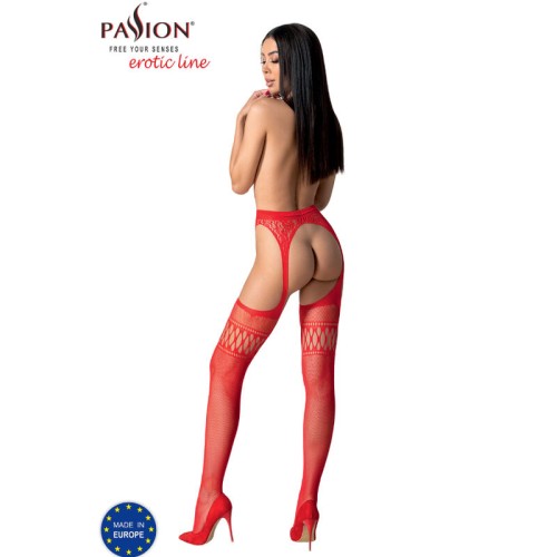 Passion Red Stockings with Garter for Seductive Look