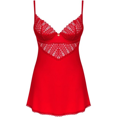 Obsessive - Ingridia Chemise & Tanga Rojo - Lencería Elegante