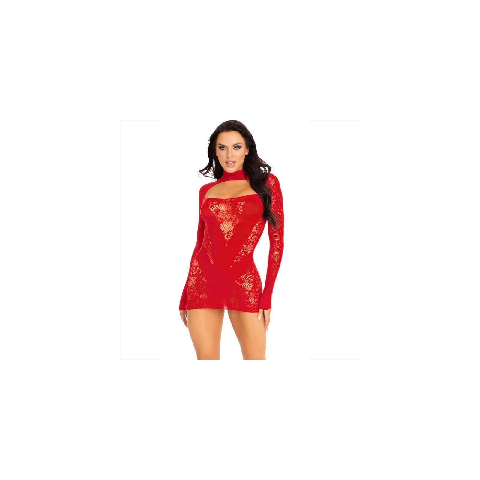 Red Long Sleeve Lace Mini Dress for Stylish Nights