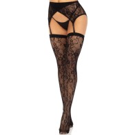 Leg Avenue Lace & Garter Stockings Black