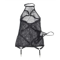 Sublime Vestido Transparente Cuello Halter Negro S/M