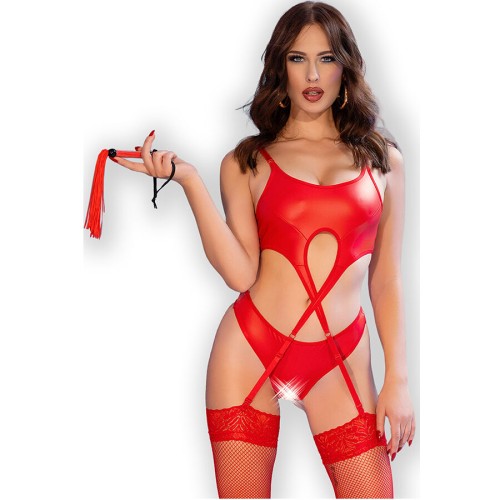 Chilirose - Cr 4625 Set Cuatro Piezas Crotchless Rojo L