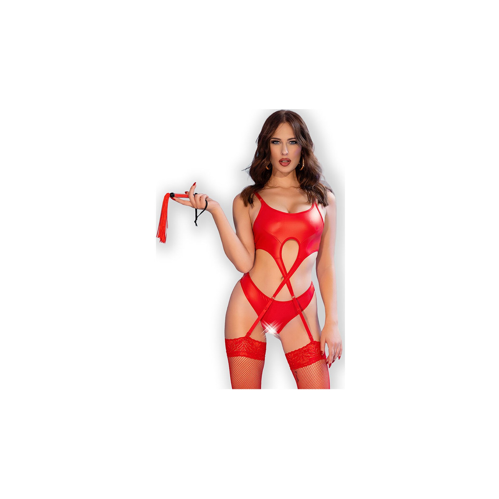 Chilirose CR 4625 4-Piece Crotchless Set Red Large