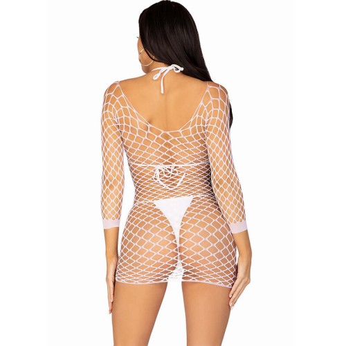 Leg Avenue Long Sleeve Fishnet Dress White One Size