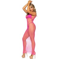 Leg Avenue Long Fishnet Dress Fuchsia One Size