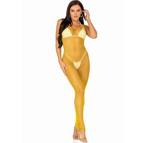 Leg Avenue Long Yellow Mesh Dress One Size