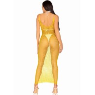 Leg Avenue Long Yellow Mesh Dress One Size