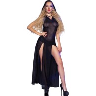 Chilirose - CR 4685 Black Long Dress with Hood M