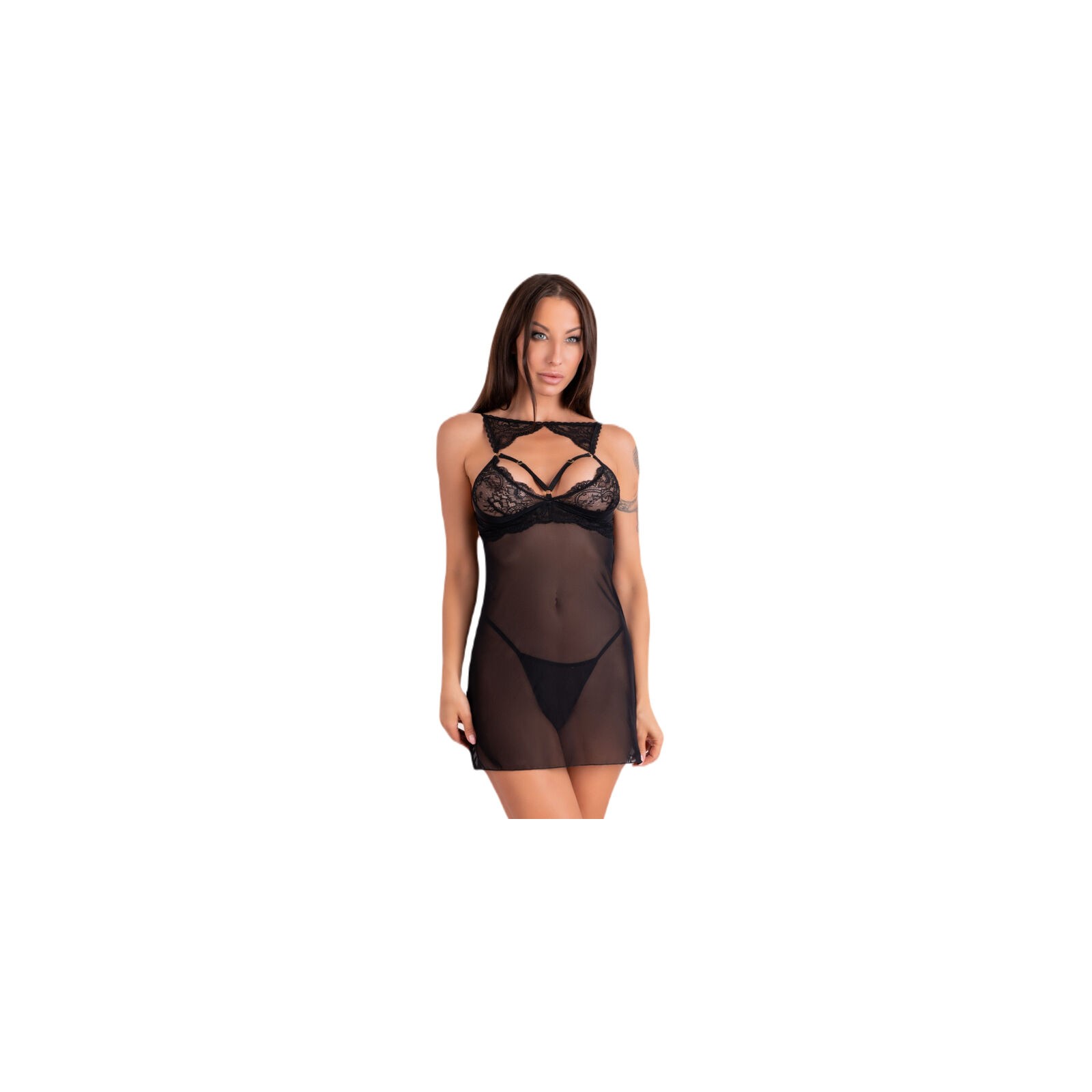 Livco Corsetti Fashion Krolina Chemise and Thong Black S/M