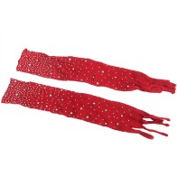 Sublime Red Diamond Patterned Bodystocking with Gloves