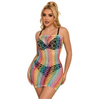 Subblime - Vestido De Rejilla Hombros Descubiertos Arcoiris