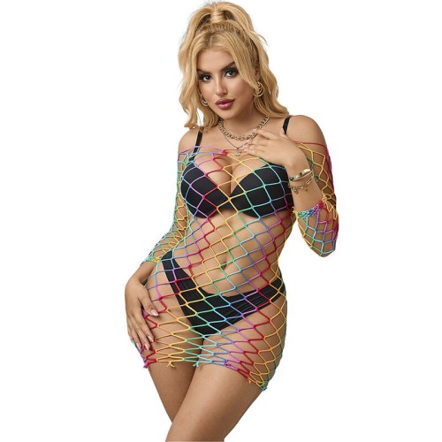 Vestido de Rejilla Arcoiris Sublime para Elegancia Audaz