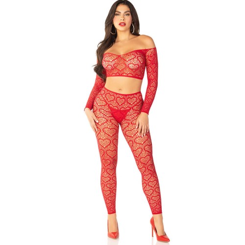 Leg Avenue Red Crop Top and Stockings Set for Bold Style