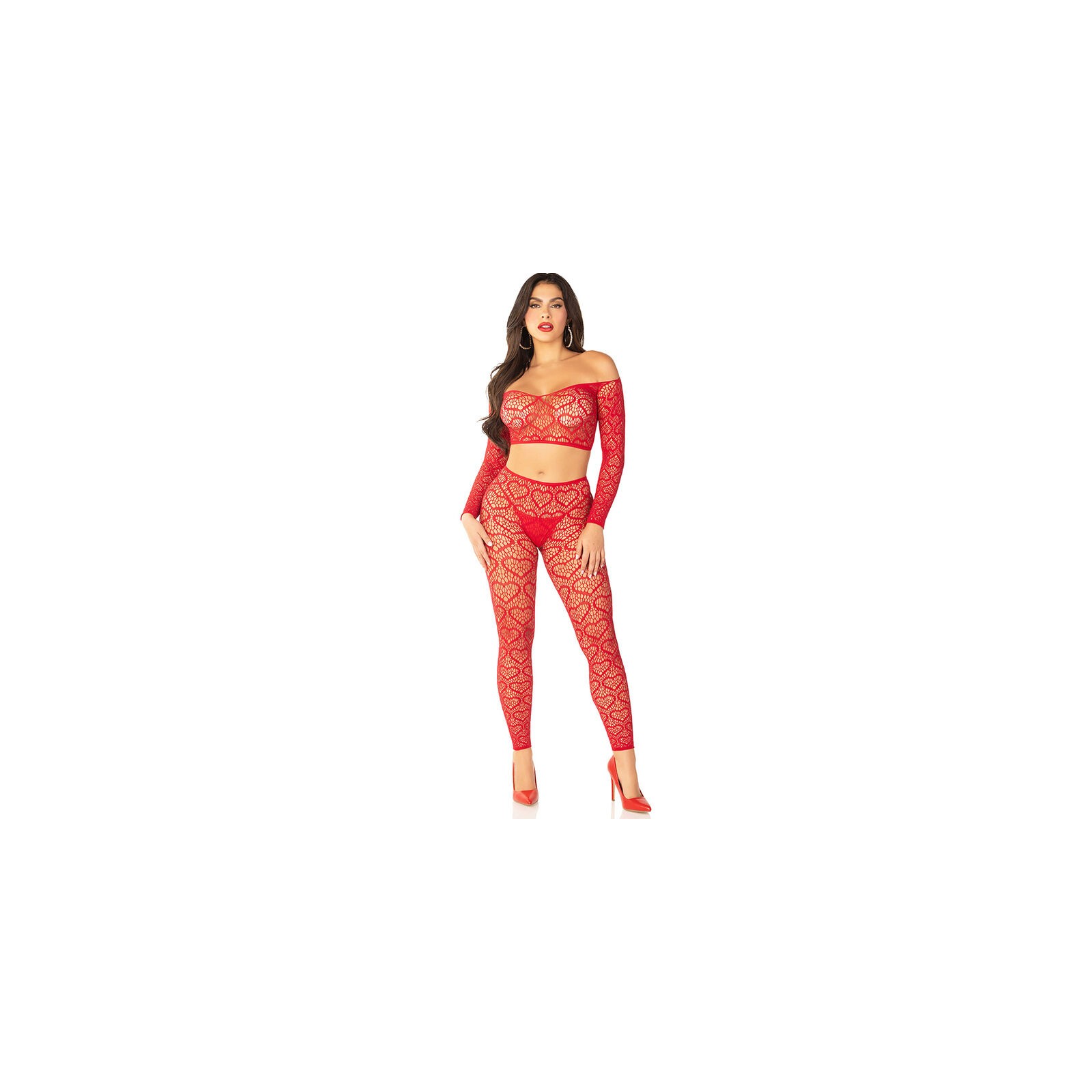 Leg Avenue Red Crop Top and Stockings Set for Bold Style