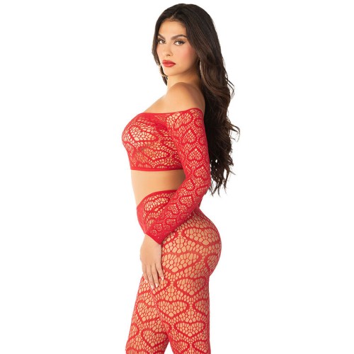 Leg Avenue Red Crop Top and Stockings Set for Bold Style