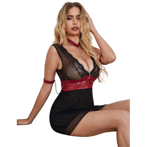 Sublime Vestido Bondage De Encaje Negro L/XL - Seducción Definitiva