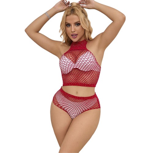 Subblime Mesh Set with Jewels - Red One Size