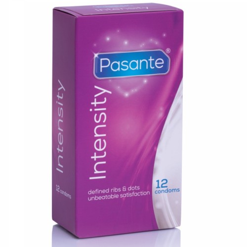 Pasante Ribs & Dots Intensity Condoms - 12 Units of Pleasure