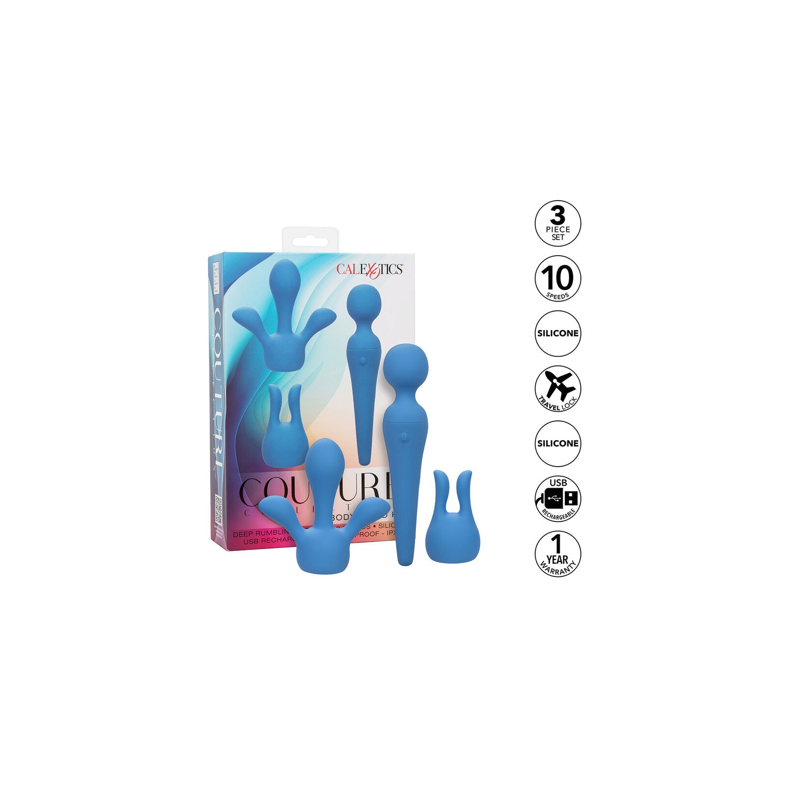 Couture Kit Vibrador Wand 10 Vibraciones Azul