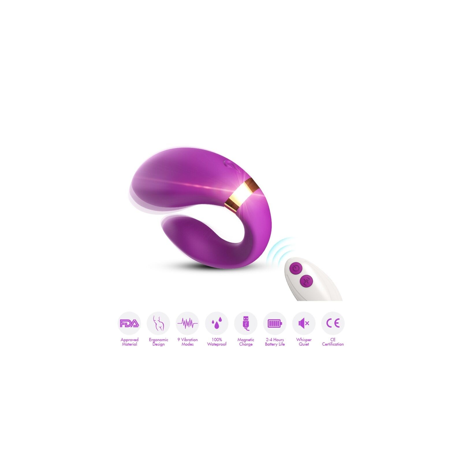 Armony Crescent Vibrator Couples Remote Control Violet